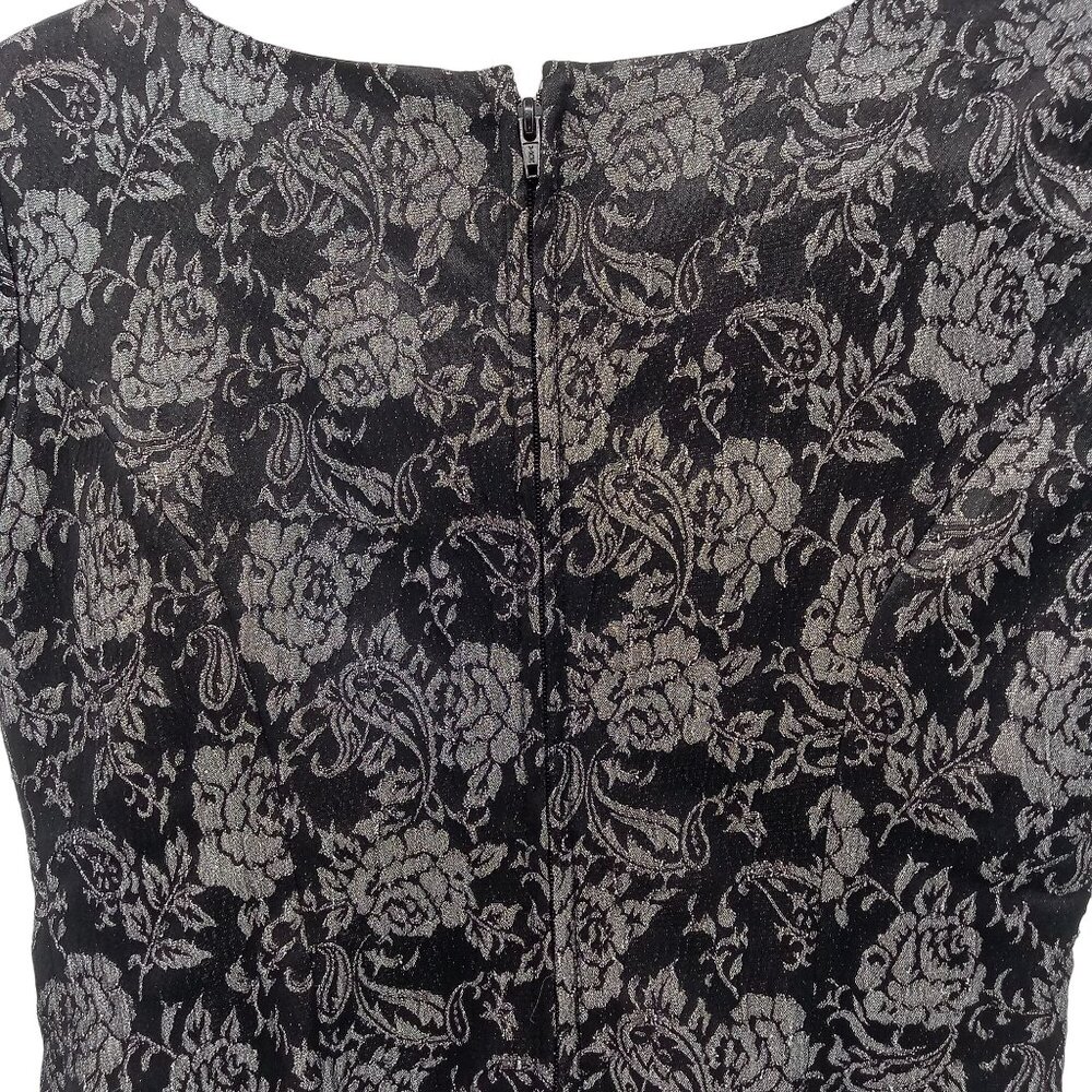 Vintage 90s Hampton Nites Black Silver Brocade Corset Top Size M Rhinestone Glam - Picture 5 of 7